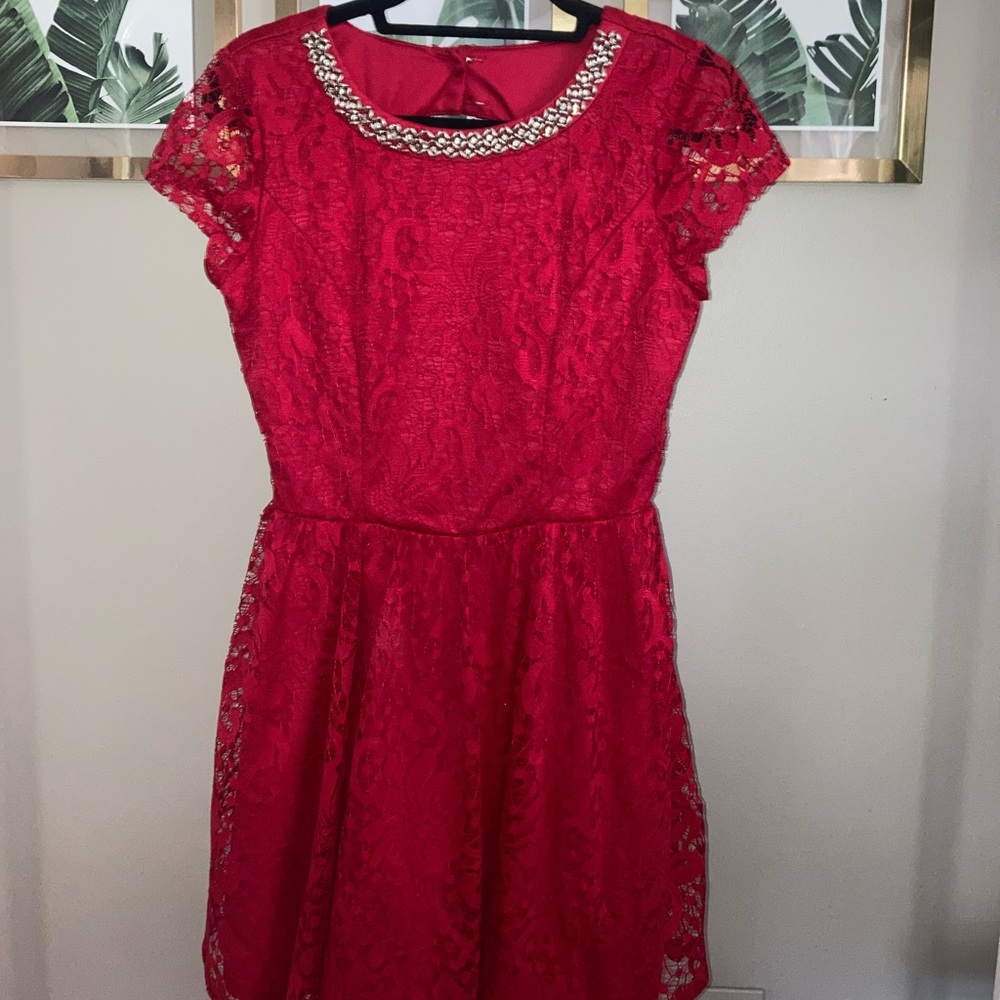 Red Dress Juniors Size 7 Lace Holiday Dress
